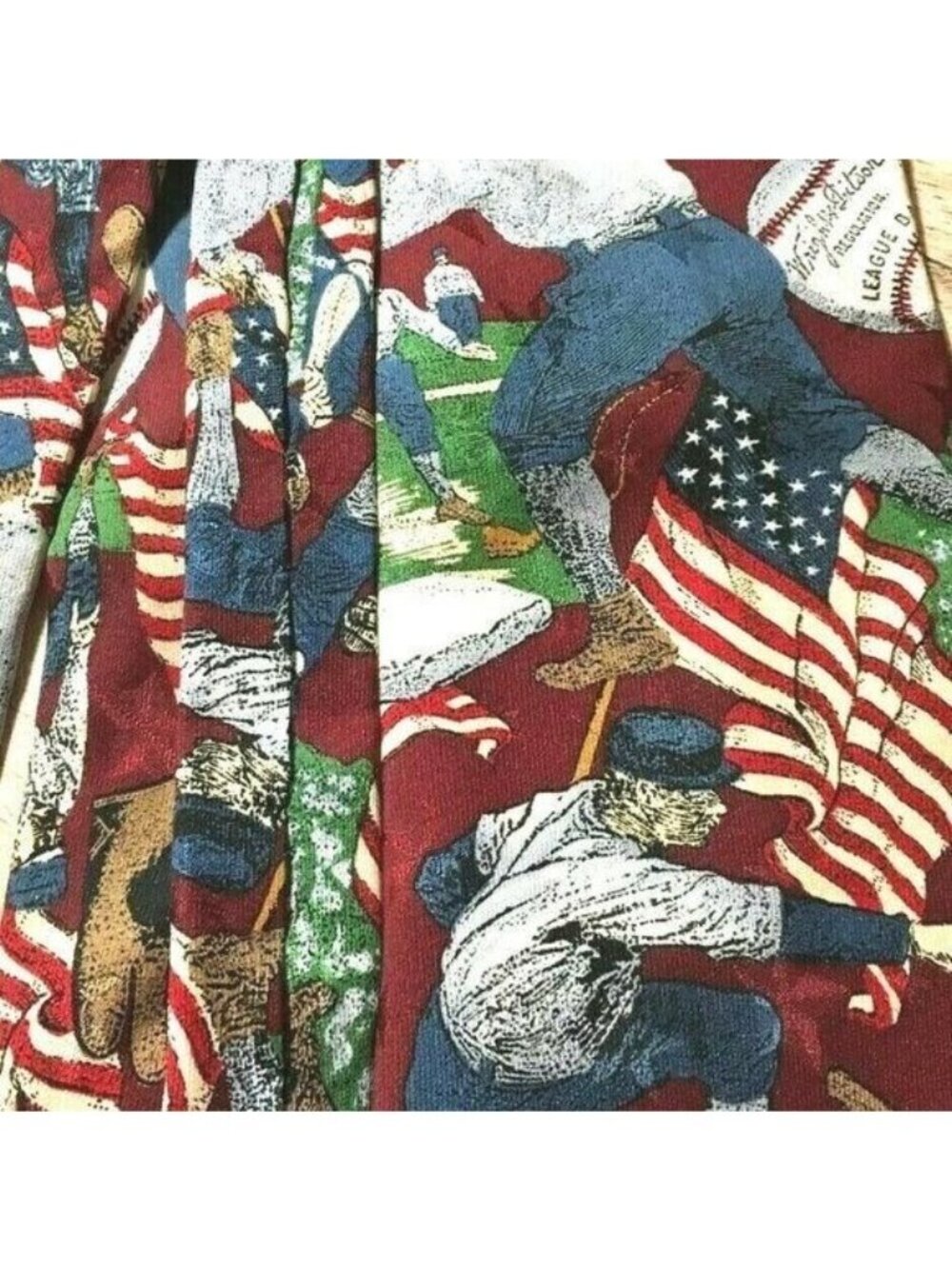 Van Heusen 417 Americana Series Batter Up Circa 1916 Baseball Silk Tie 4th July - Picture 7 of 8